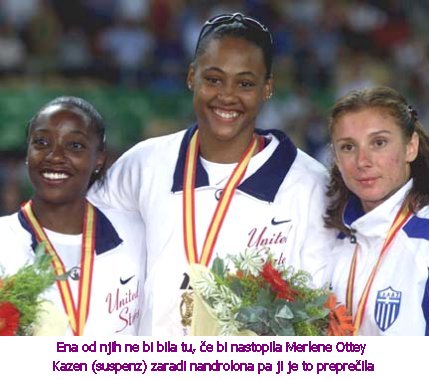 Prve tri na 100 m: Tanya Lawrence, Marion Jones, Ekaterini Thanou