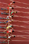 General view of an Athletics track event during the 2000 Paralympic Games.  Scott Barbour/Allsport