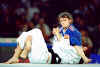 Picture of women judokas competing. Photo: Allsport