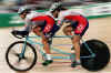 Julia Carson Werner and Natalia Kelly of the USA during the womens Tandem Individual Pursuit at the 2000 Sydney Paralympic Games in Sydney, Australia.  Matt Turner/Allsport