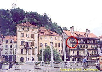 Here she had been staying in the past years while in Ljubljana  - the red ring marks the appartment